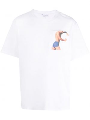 Bavlnené tričko s potlačou Jw Anderson biela
