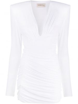 Мини рокля с пайети с v-образно деколте Alexandre Vauthier бяло