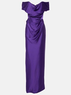 Satynowa sukienka długa Vivienne Westwood fioletowa