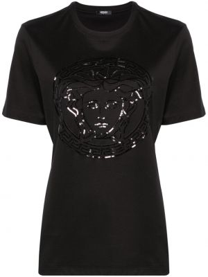 Medvilninis marškinėliai Versace juoda