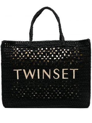 Nákupná taška s výšivkou Twinset čierna