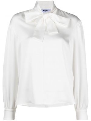 Сатенена блуза с панделка Msgm бяло