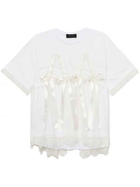 Tylové tričko s mašľou Simone Rocha biela