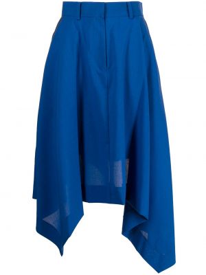 Vlněné midi sukně s páskem Sacai - modrá
