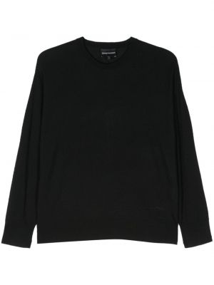 Вълнен пуловер с кръгло деколте Emporio Armani черно
