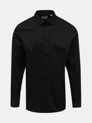 Slim fit priliehavá košeľa Jack & Jones čierna