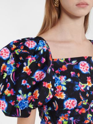 Bluză din bumbac cu model floral Caroline Constas negru