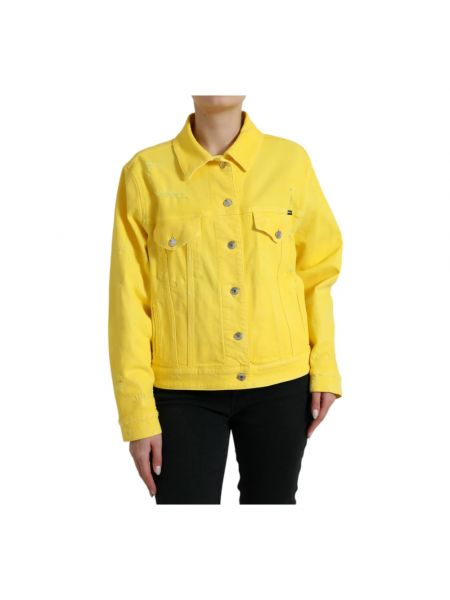 Kurtka jeansowa na guziki bawełniana Dolce And Gabbana żółta