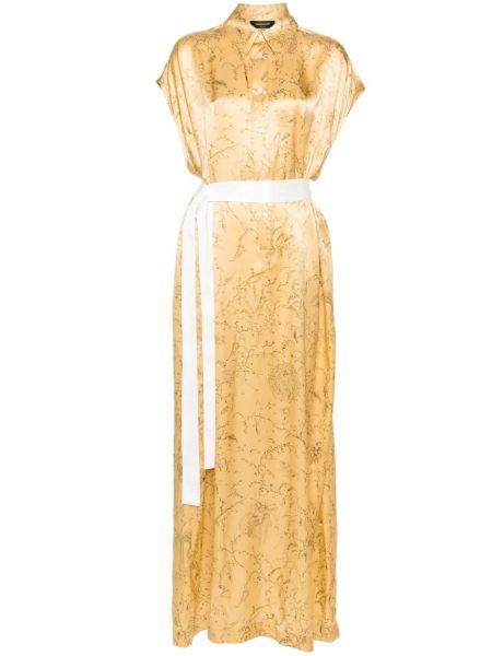 Μεταξωτή μάξι φόρεμα με σχέδιο Fabiana Filippi κίτρινο