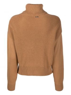 Sweter z perełkami Liu Jo brązowy
