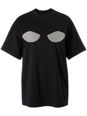 Bavlněné tričko s krátkými rukávy s kulatým výstřihem Christopher Kane - černá