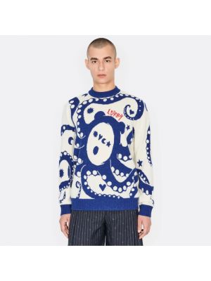 Dzianinowy sweter Loverboy By Charles Jeffrey niebieski