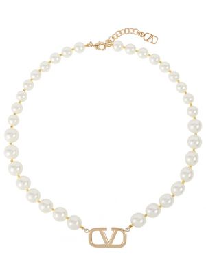 Collier avec perles Valentino blanc