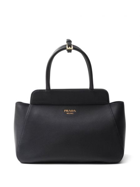 Læder shopping bag Prada sort