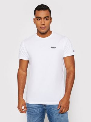 Тениска slim Pepe Jeans бяло