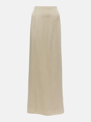 Saténové dlouhá sukně Brunello Cucinelli béžové