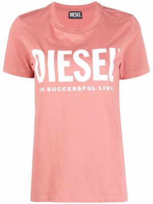 Camiseta de cuello redondo Diesel rosa