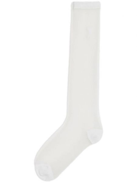 Priehľadné ponožky s výšivkou Ami Paris biela