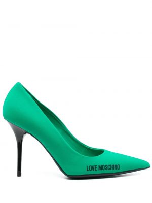 Полуотворени обувки с принт Love Moschino зелено