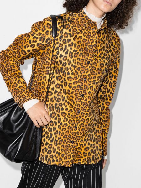 Camisa vaquera con estampado leopardo Kwaidan Editions amarillo