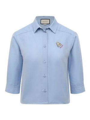 Голубая хлопковая рубашка Gucci