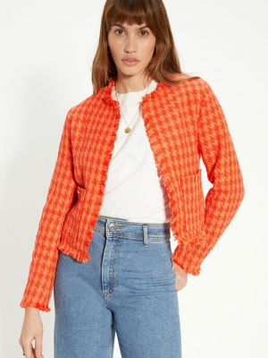 Твидовый клетчатый пиджак с бахромой Oasis оранжевый