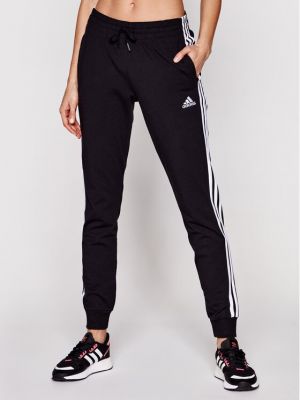 Dryžuotos sportinės kelnes slim fit Adidas juoda