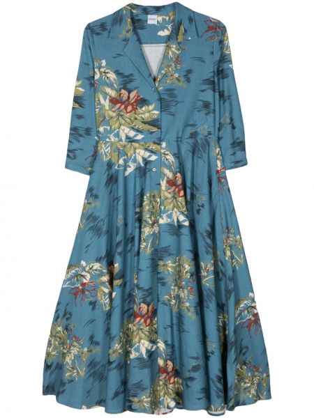 Kvetinové midi šaty Aspesi modrá