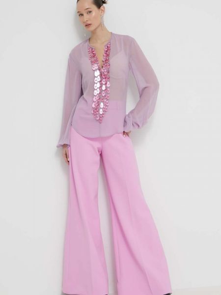 Spodnie z wysoką talią Blugirl Blumarine różowe