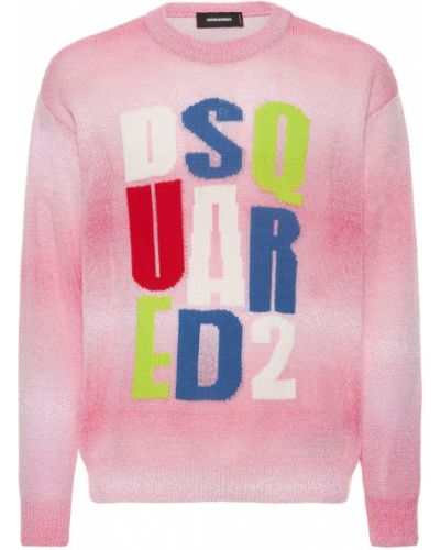 Памучен пуловер Dsquared2 розово
