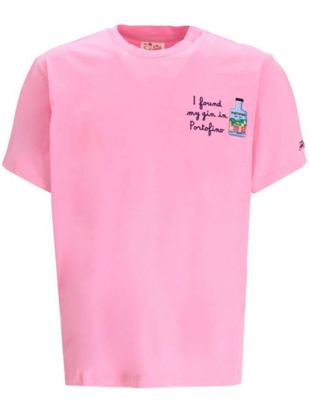 Raštuotas medvilninis marškinėliai Mc2 Saint Barth rožinė