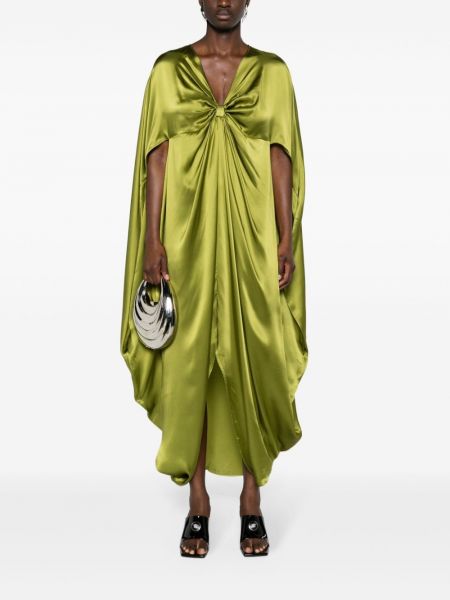 Jedwabna sukienka koszulowa Taller Marmo zielona