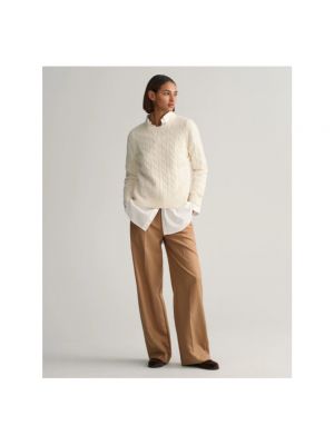 Jersey de lana de tela jersey con trenzado Gant blanco