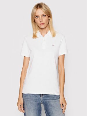 Тениска с копчета slim Tommy Jeans бяло