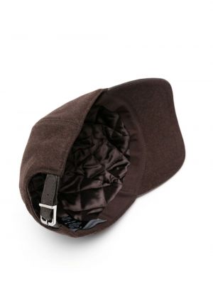 Haftowana czapka z daszkiem wełniana Corneliani brązowa