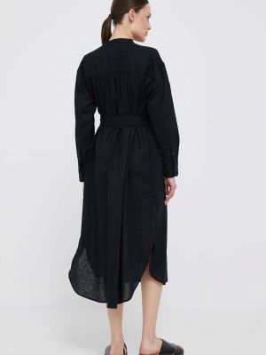 Lanena midi haljina oversized Gap crna