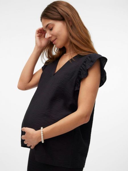 Blúzka s golierom Vero Moda Maternity čierna