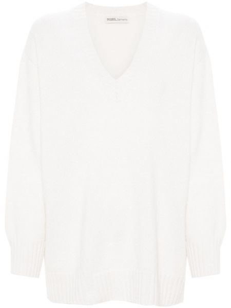 Sweter z dekoltem w serek Modes Garments biały