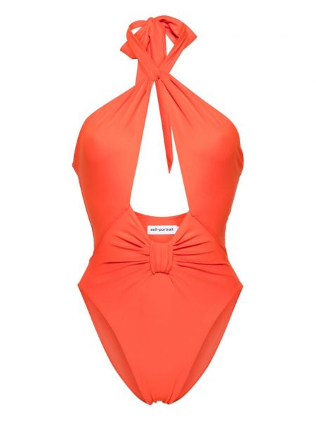 Plavky s mašlí Self-portrait oranžové