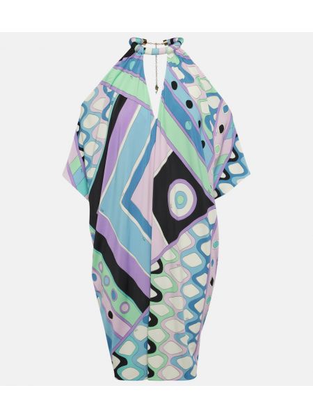 Satenska haljina s printom od jersey Pucci plava