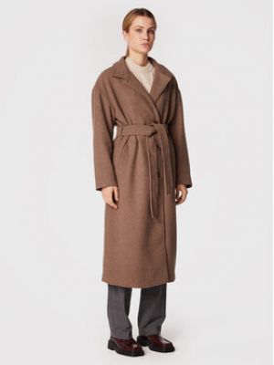 Oversized vlněný zimní kabát Msch Copenhagen hnědý