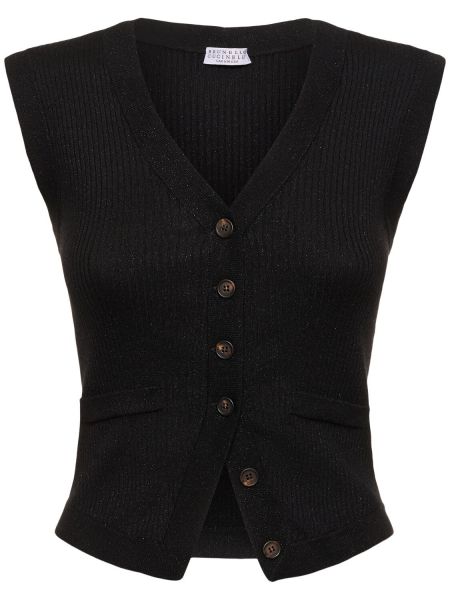 Kašmírová vesta Brunello Cucinelli čierna