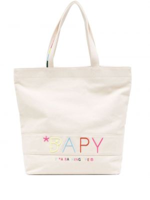 Shopper handtasche mit stickerei aus baumwoll Bapy By *a Bathing Ape® weiß