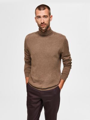 Пуловер Selected Homme кафяво