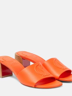 Papuci tip mules din piele Christian Louboutin portocaliu