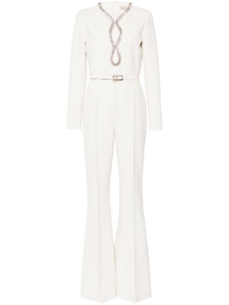 Ολόσωμη φόρμα με πετραδάκια Elie Saab λευκό