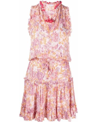 Трапеция платье в цветочный принт Poupette St Barth, розовое