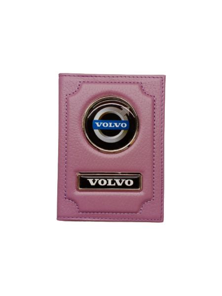 Обложка для автодокументов Volvo розовый