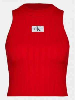 Haut slim en tricot Calvin Klein Jeans rouge