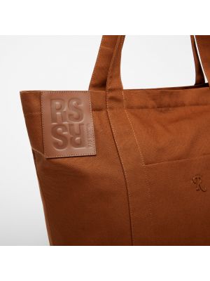 Βαμβακερή τσάντα shopper Raf Simons καφέ